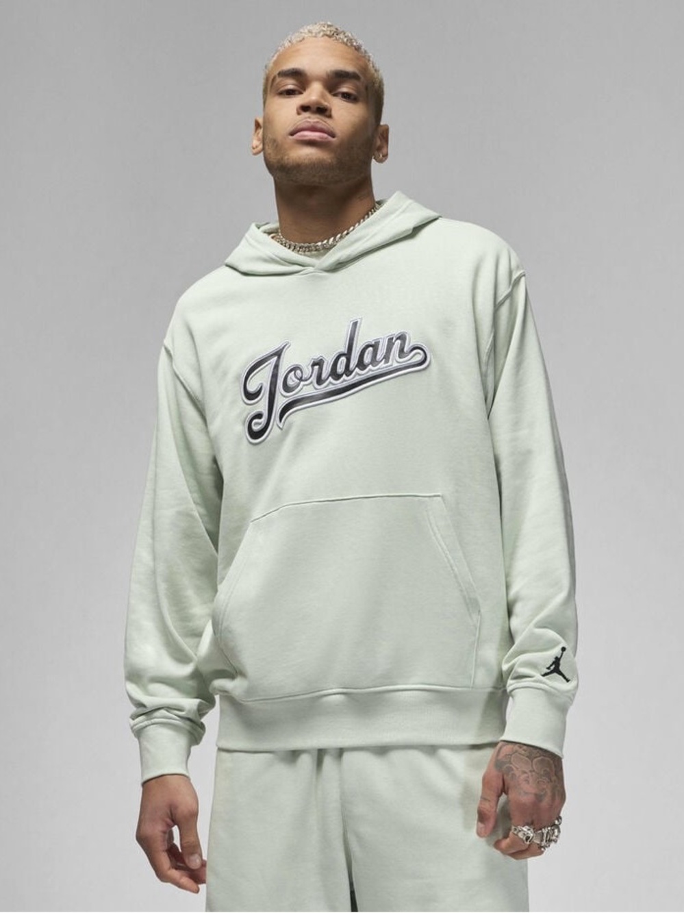 Jordan Mint Green Pullover Hoodie with Script Logo